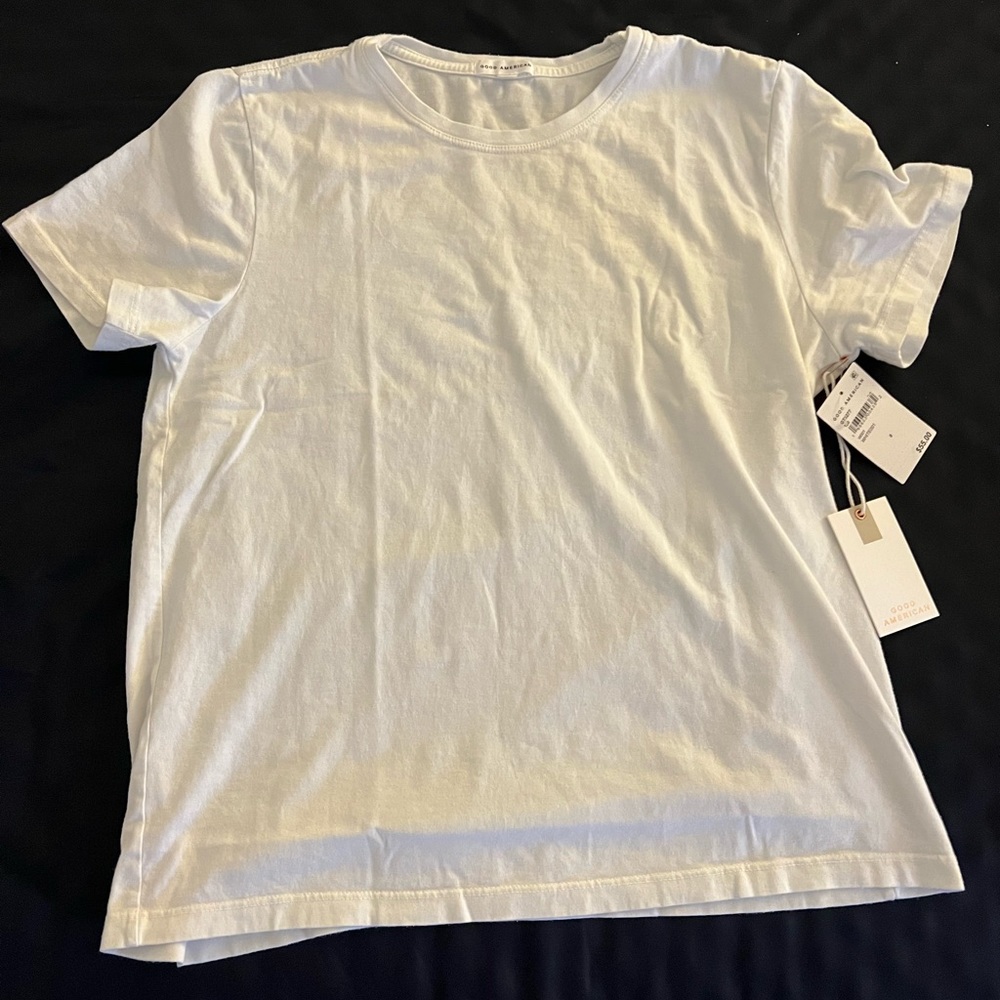 GOOD AMERICAN WHITE COTTON RELAXED CREW NECK
